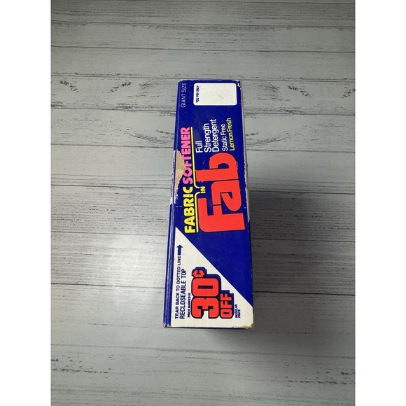 VINTAGE Fab Laundry Detergent Powder Full Strength Fabric Softener 42 oz Box NOS - Picture 2 of 6